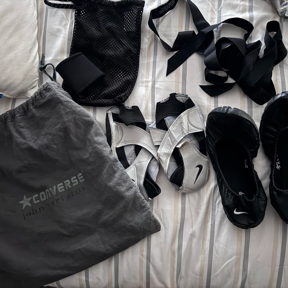 Nike Black and White Dance Shoes with Converse Bag